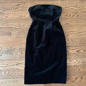 Strapless black jcrew velvet dress